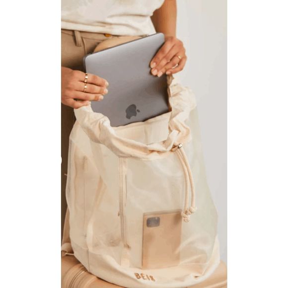 NWT BEIS The High-brid Mesh Backpack in Beige - Picture 13 of 13